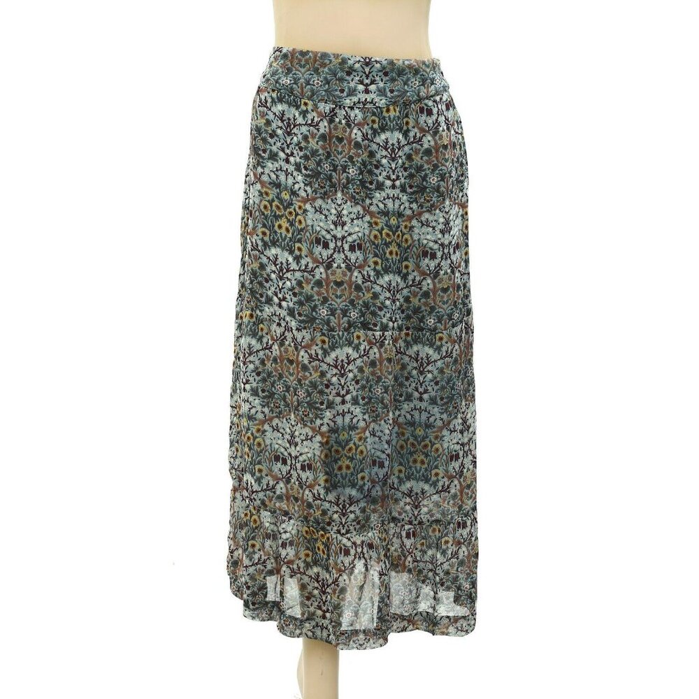 ba&sh Floral Midi Skirt - Blue and Yellow